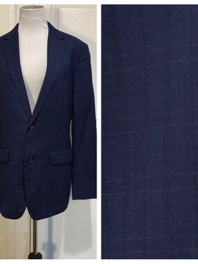 Bonobos wool navy plaid slim fit blazer